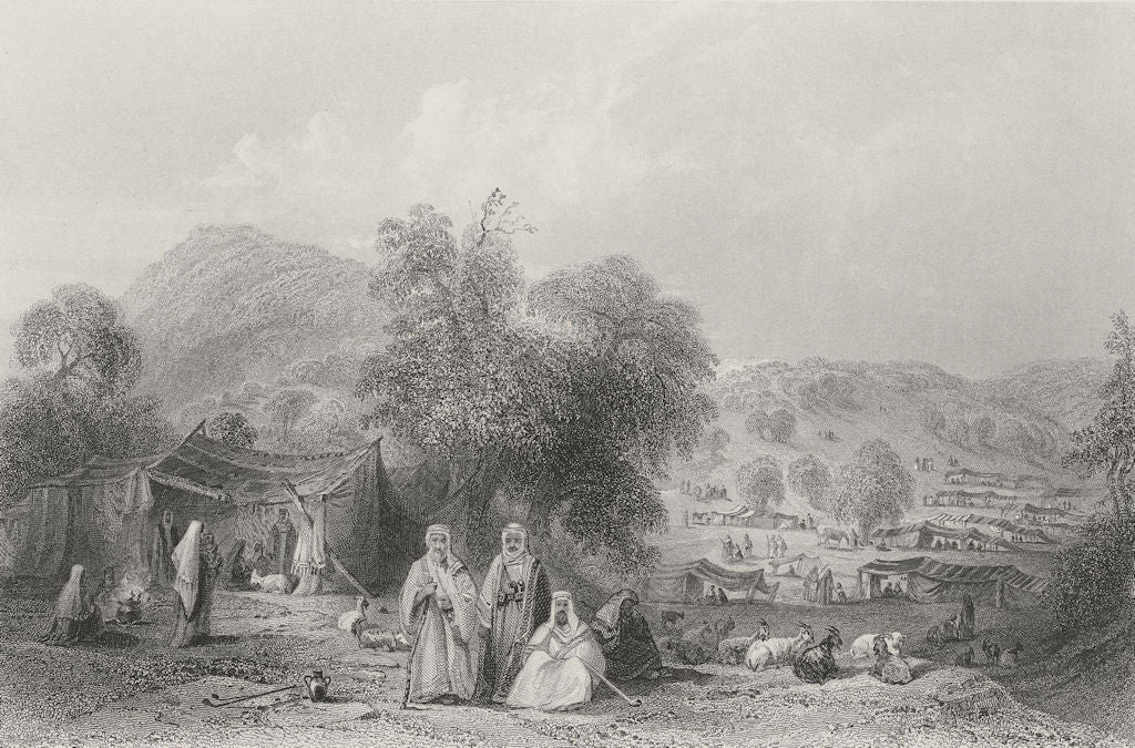 ISRAEL. Arab Camp, Mount Tabor-Bartlett 1847 old antique vintage print picture